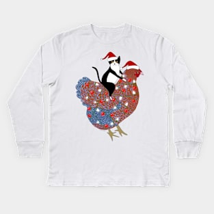 Meowy Chickenmas Kids Long Sleeve T-Shirt